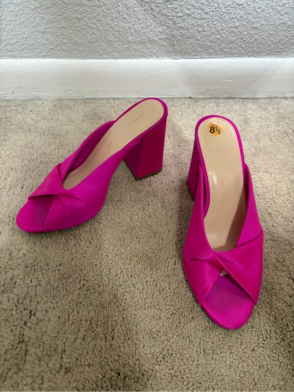 Loeffler Randall Hot Pink Twisted Front Block Heel Mules